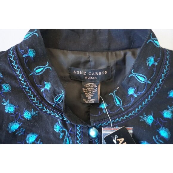 Anne Carson Paisley Turquoise Peacock Jewel Long Jacket, Size 1X NWT - Picture 2 of 8